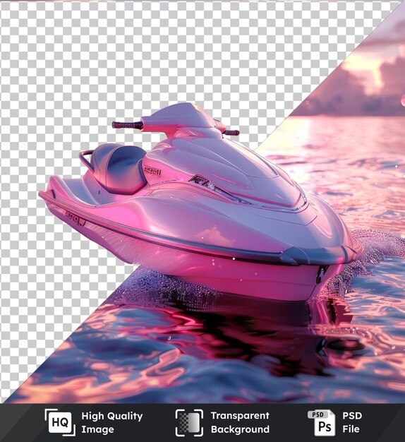 PSD transparent object mockup of a jet ski in the water