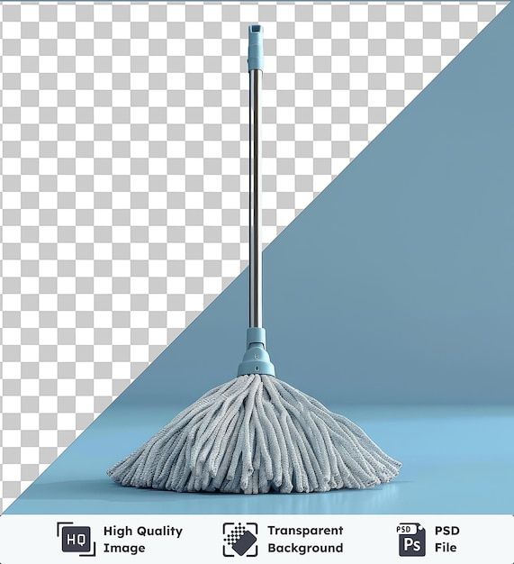 PSD transparent object mop mop on a blue floor under a clear blue sky