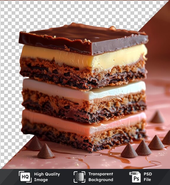 PSD transparent object nanaimo bars stacked on top of each other