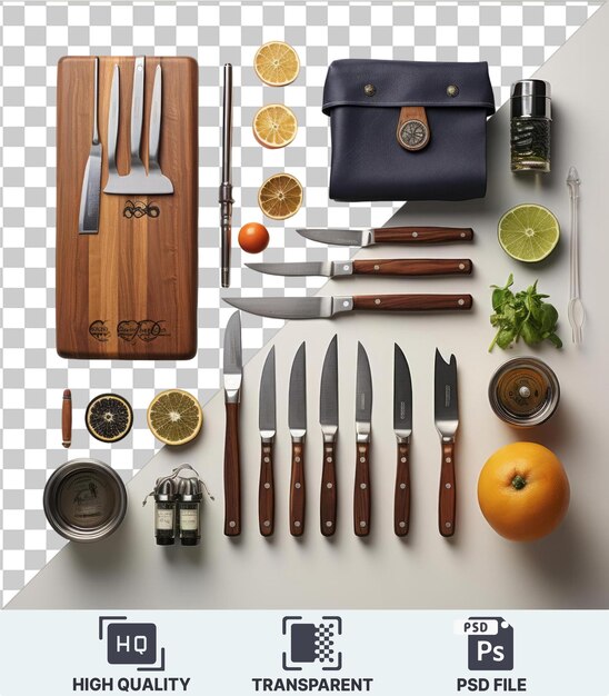 PSD transparent object professional culinary arts and chef_s tools set