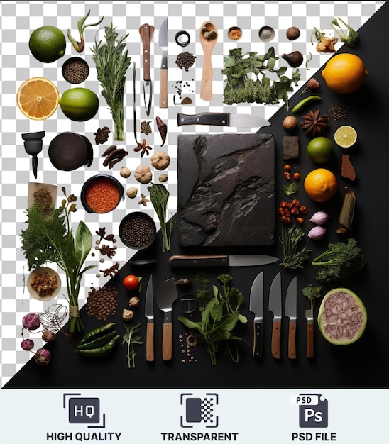 PSD oggetto trasparente set di utensili professionali per arti culinarie e per cuochi