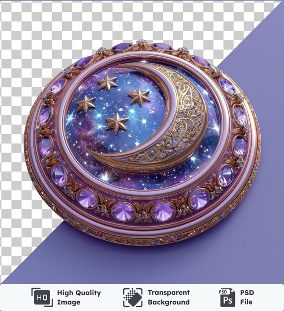 PSD transparent object ramadan countdown calendar with stars and moon on a purple background