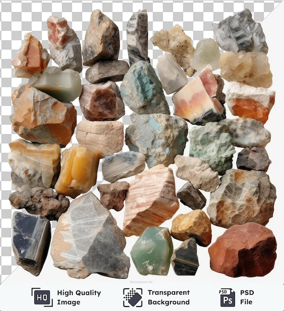 Oggetto trasparente fotografico realistico campioni di roccia del geologo