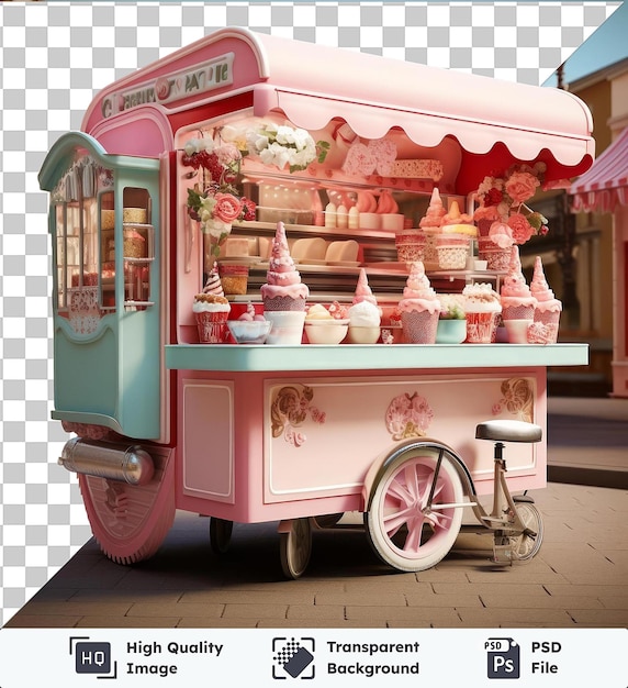 PSD transparent object realistic photographic ice cream vendor_s ice cream cart