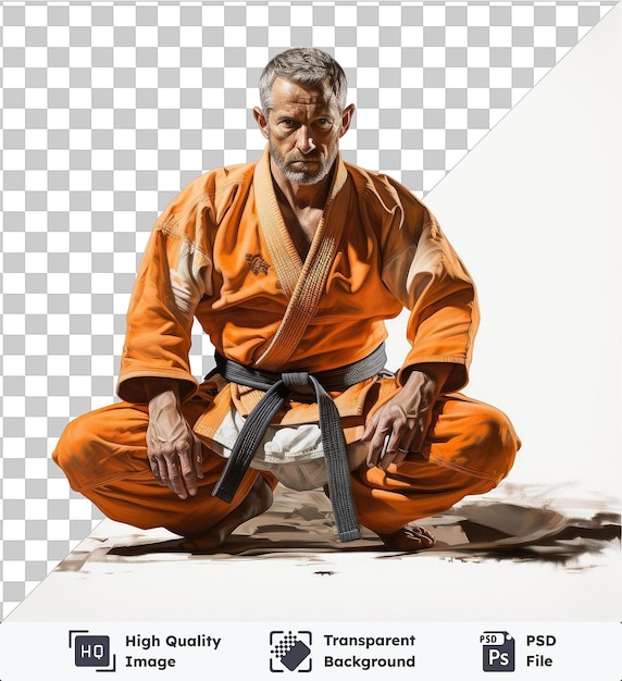 PSD oggetto trasparente fotografico realistico addestramento alle arti marziali del maestro di judo