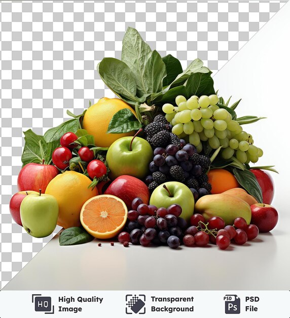PSD oggetto trasparente fotografico realistico frutta nutrizionista