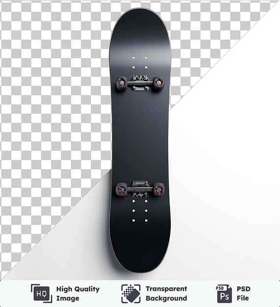 Transparent object realistic photographic snowboarder _ s board a black snowboard with red buttons