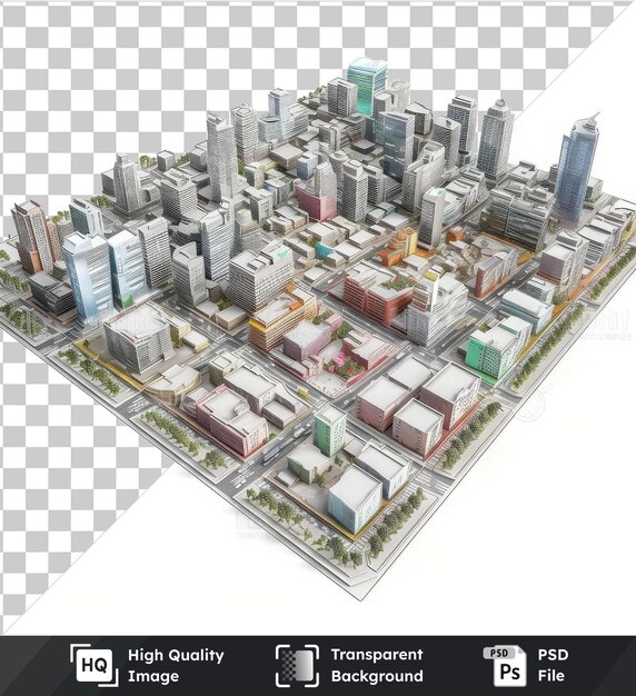 PSD transparent object realistic photographic urban planner_s city model