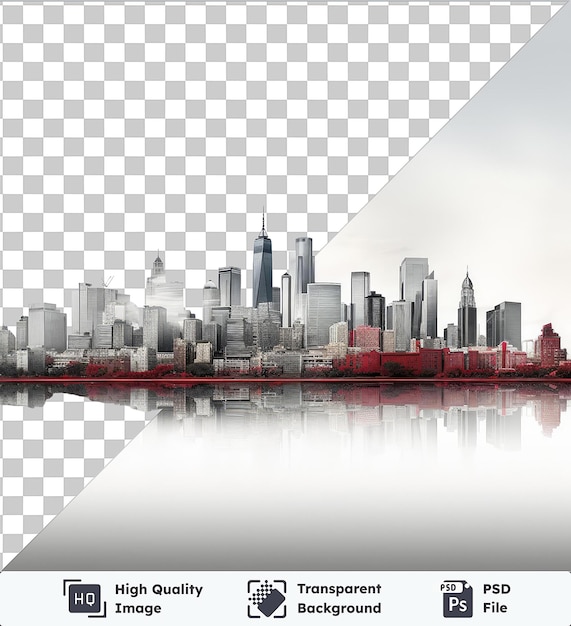 PSD transparent object realistic photographic urban planner _ s city skyline cityscape