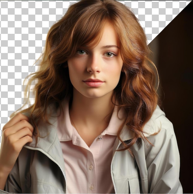 PSD oggetto trasparente fotografico realistico poster motivazionali giovanili una ragazza con i capelli lunghi marroni