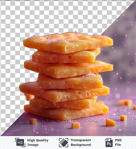 PSD transparent object sohan papdi oranges stacked on top of each other