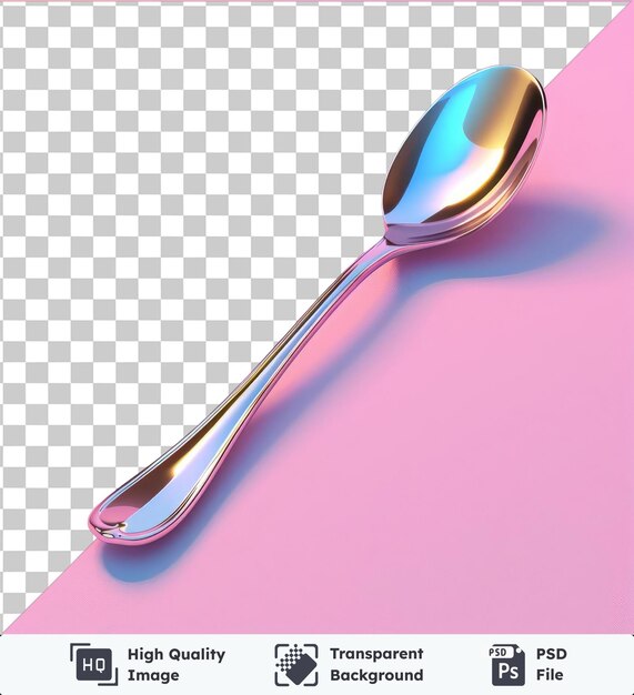 PSD transparent object spoon shaped object on a pink background