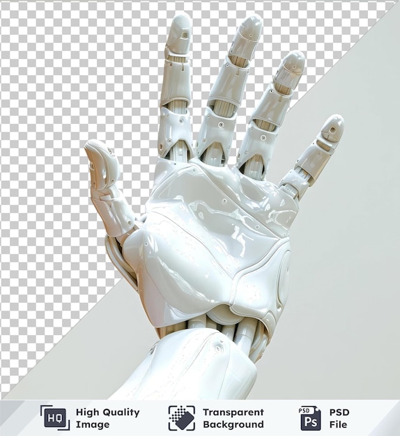 PSD transparent object white robot hand isolated on transparent background