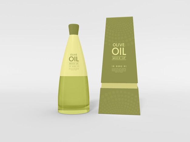 Transparent olive oil glass bottle branding mockup