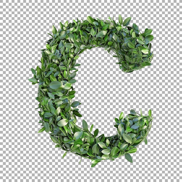 Transparent or PNG Image of 3D Rendering of a alphabet C Made From Mistletoe