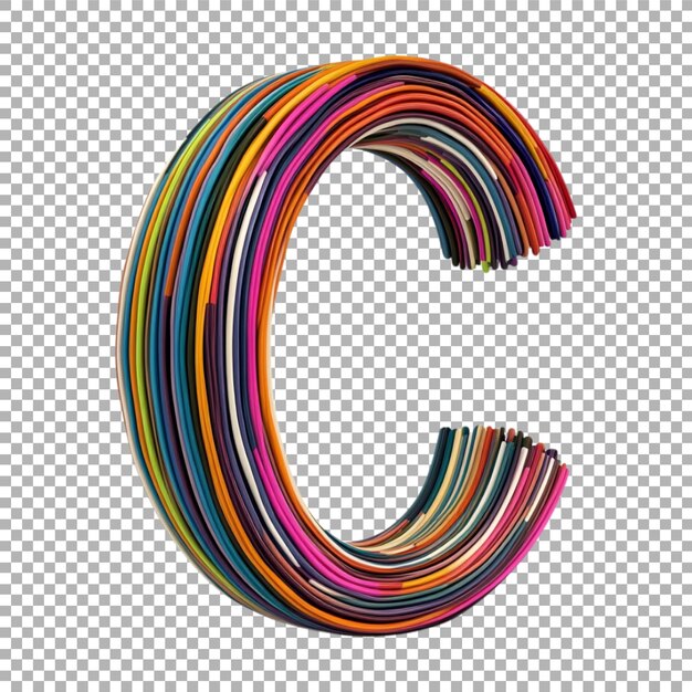 Transparent or PNG Image of 3D Rendering of a alphabet C Made From Retro Lines