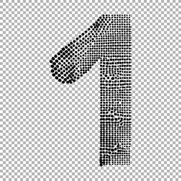 transparent or png image of 3d rendering of a alphabet number 1 made from halftone circles