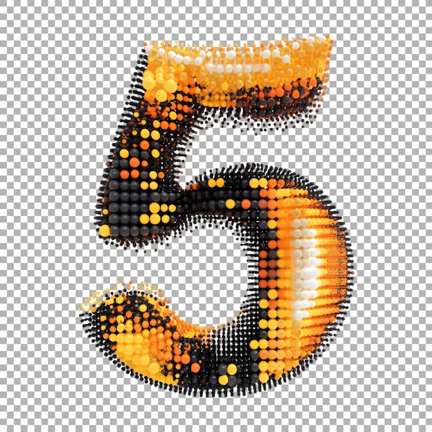 Transparent or PNG Image of 3D Rendering of a alphabet number 5 Made From Halftone Circles