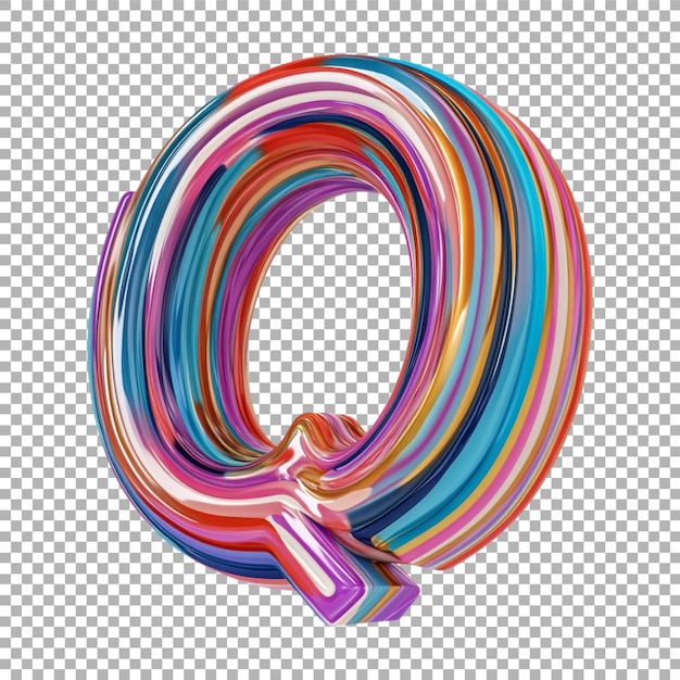 transparent or png image of 3d rendering of a alphabet q made from retro lines