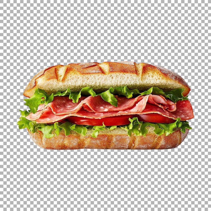 Transparent or PNG Image of Salami and Cheese Sandwich