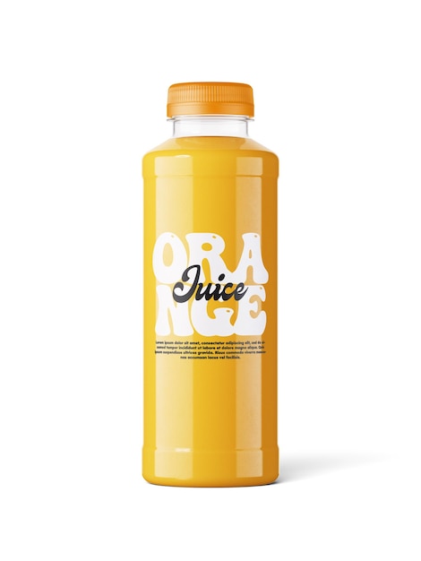 transparent orange juice bottle mockup