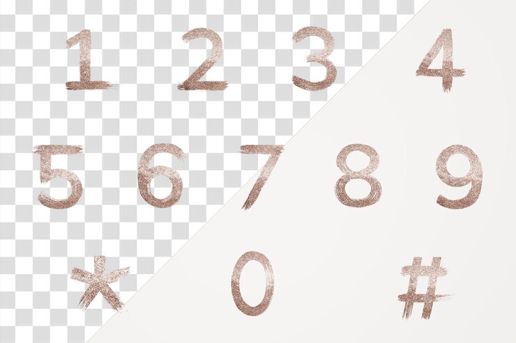 PSD transparent painted gold rose numbers