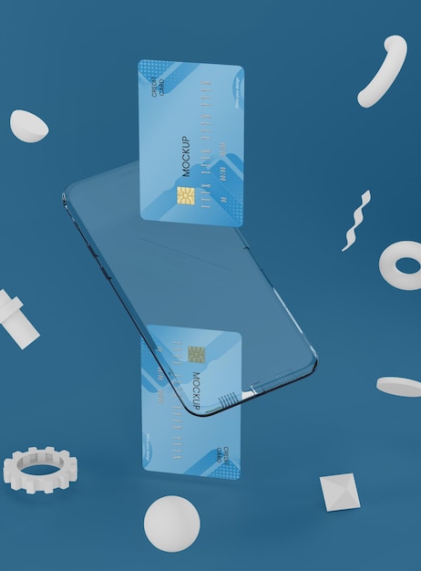 PSD Прозрачный макет телефона и карты