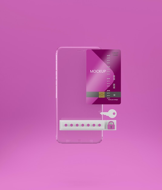 PSD mockup trasparente per telefono e carta