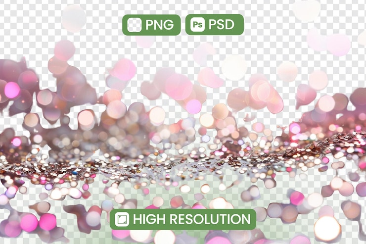 PSD transparent pink and white bokeh lights overlay for design