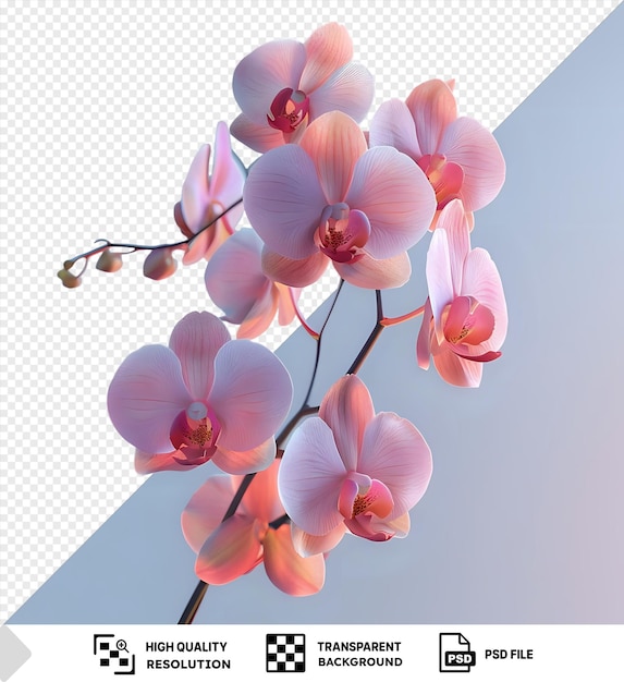 PSD transparent pink orchid lovely tropical flower isolated on white save path png