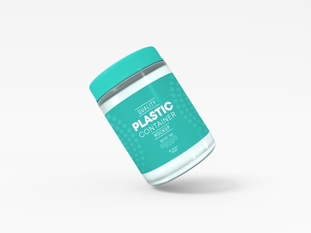 Transparent plastic container jar packaging mockup