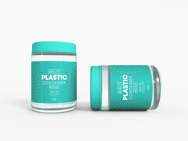 Transparent plastic container jar packaging mockup