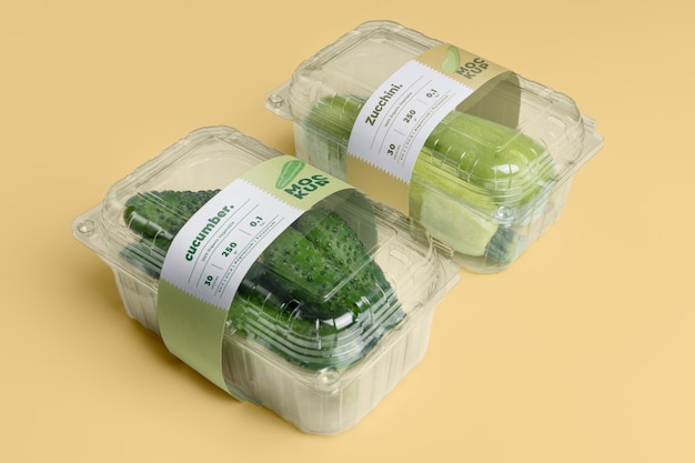 PSD transparent plastic container for packaging vegetables