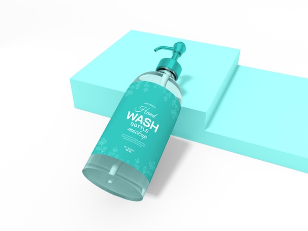 Transparent Plastic Hand Wash Pump Bottle Mockup