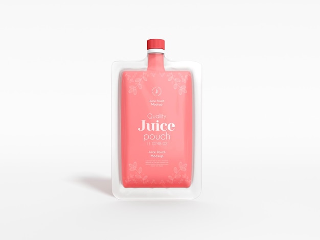 PSD transparent plastic spout pouch juice pack branding mockup