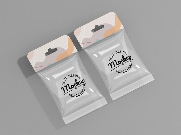 Transparent plastic square packaging mockup design