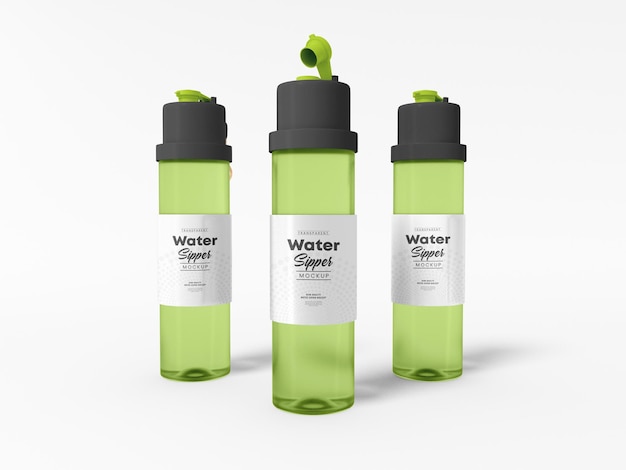 Transparent Plastic Water Sipper Bottle Mockup