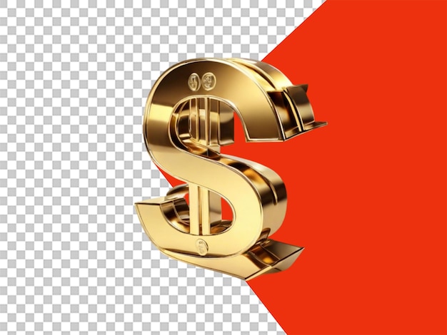 PSD transparent png available isolated golden dollar sign on transparent background