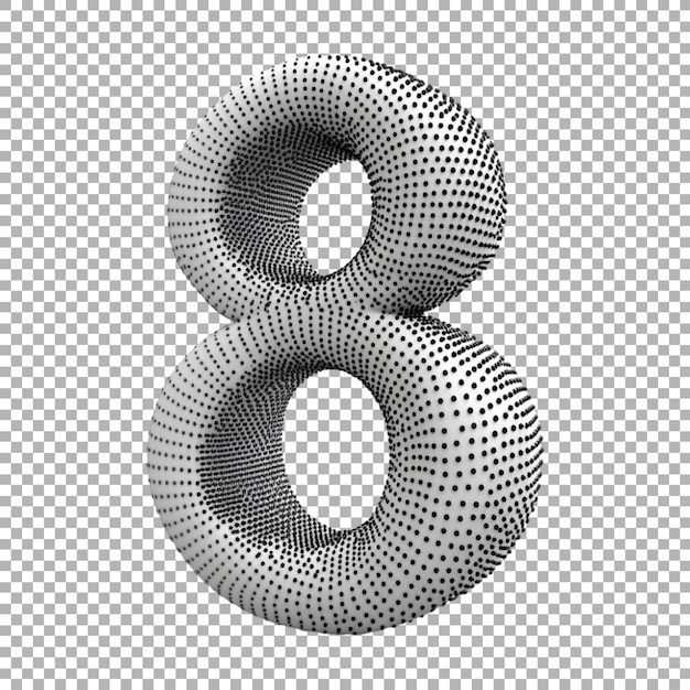 반색 원으로 만든 알파 숫자 8의 3D 렌더링의 투명 또는 PNG 이미지