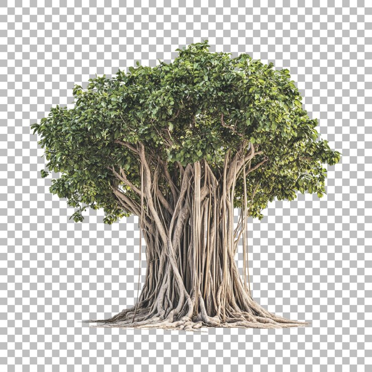 PSD transparent or png image of banyan plant