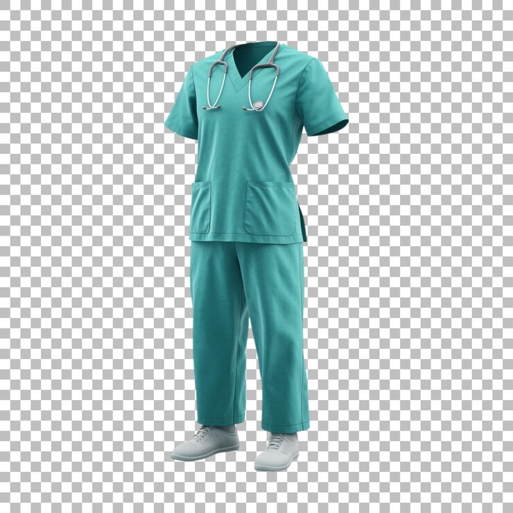 PSD transparent or png image of medical uniform scrubs mockup