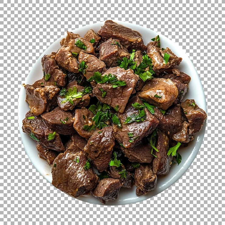 Transparent or PNG Image of Seared Steak Bites with Cherry Tomatoes and Herbs