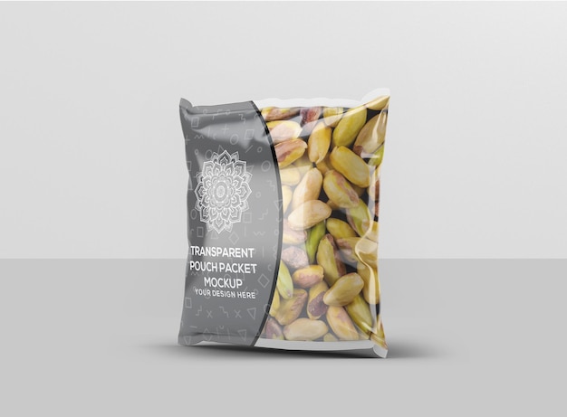 transparent pouch packet mockup