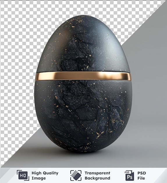 PSD transparent premium psd picture black egg with a gold ribbon png clipart
