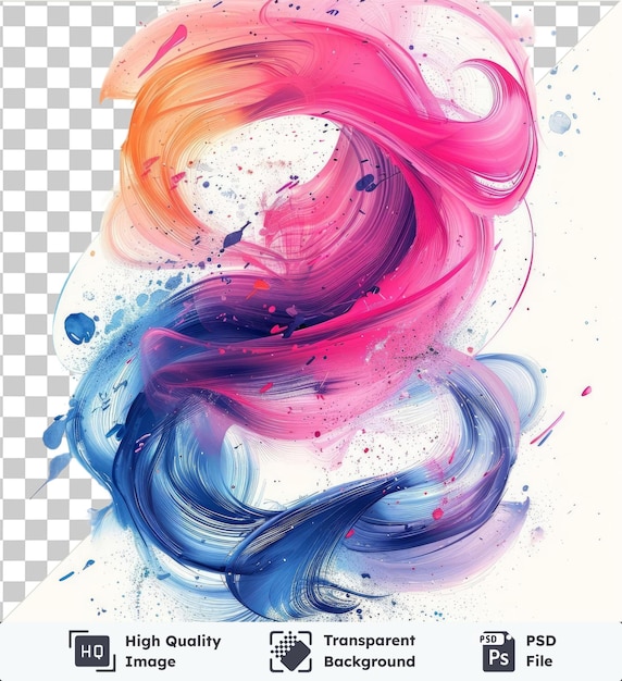 PSD transparent premium psd picture neon abstract scribbles vector symbol chaos pink and blue colors on a isolated background