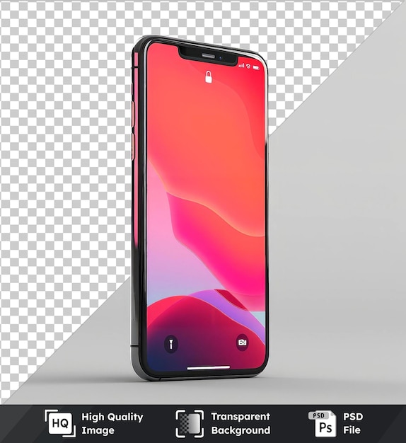 PSD Прозрачный премиальный макет смартфона с подобными уведомлениями в 3d-рендеринге против