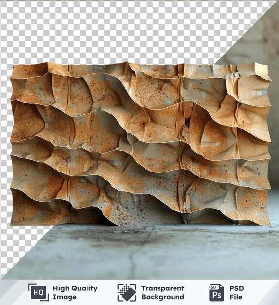 PSD transparent premium psd picture of stacked corrugated fiberboard scraps with background wall