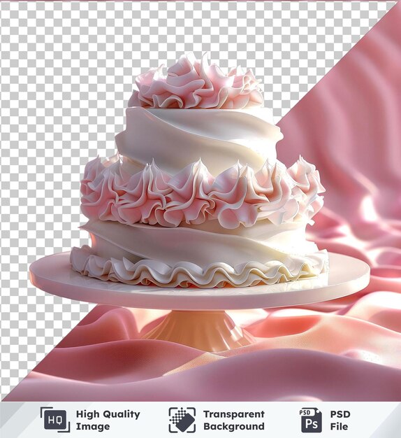 PSD transparent premium psd picture tasty wedding fondant cake on a white plate