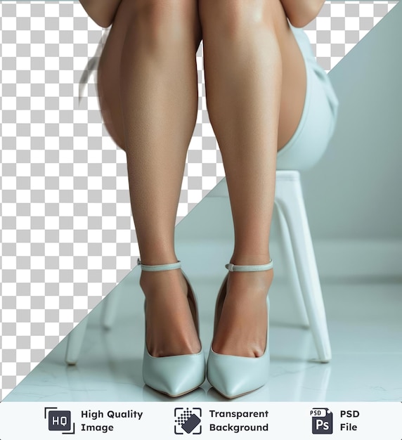 Immagine psd premium trasparente donna con scarpe alla moda seduta da vicino su un bagno