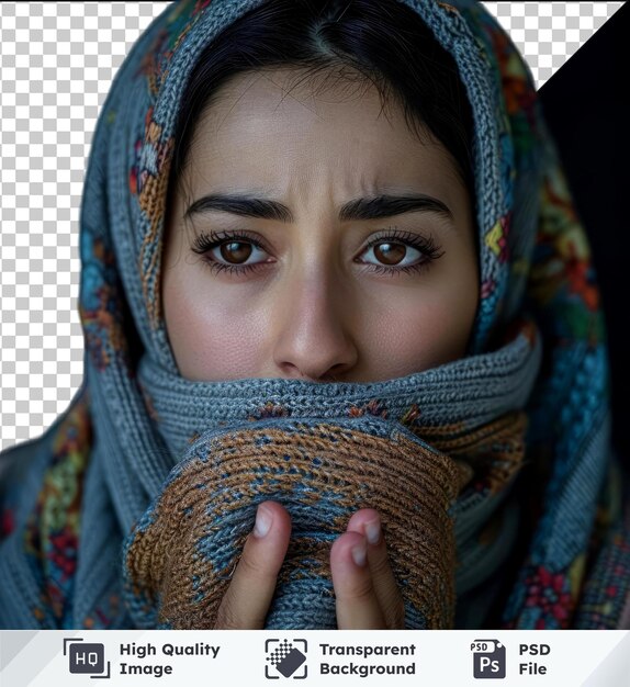 PSD transparent premium psd picture young beautiful arab woman wearing winter sweater over isolated feeling unwell and coughing as symptom for cold or bronchitis healthcare concept